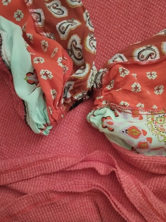 Free People We The Free Waffle Knit Boho Sleeves Blossom Top Oversized M - Picture 15 of 16